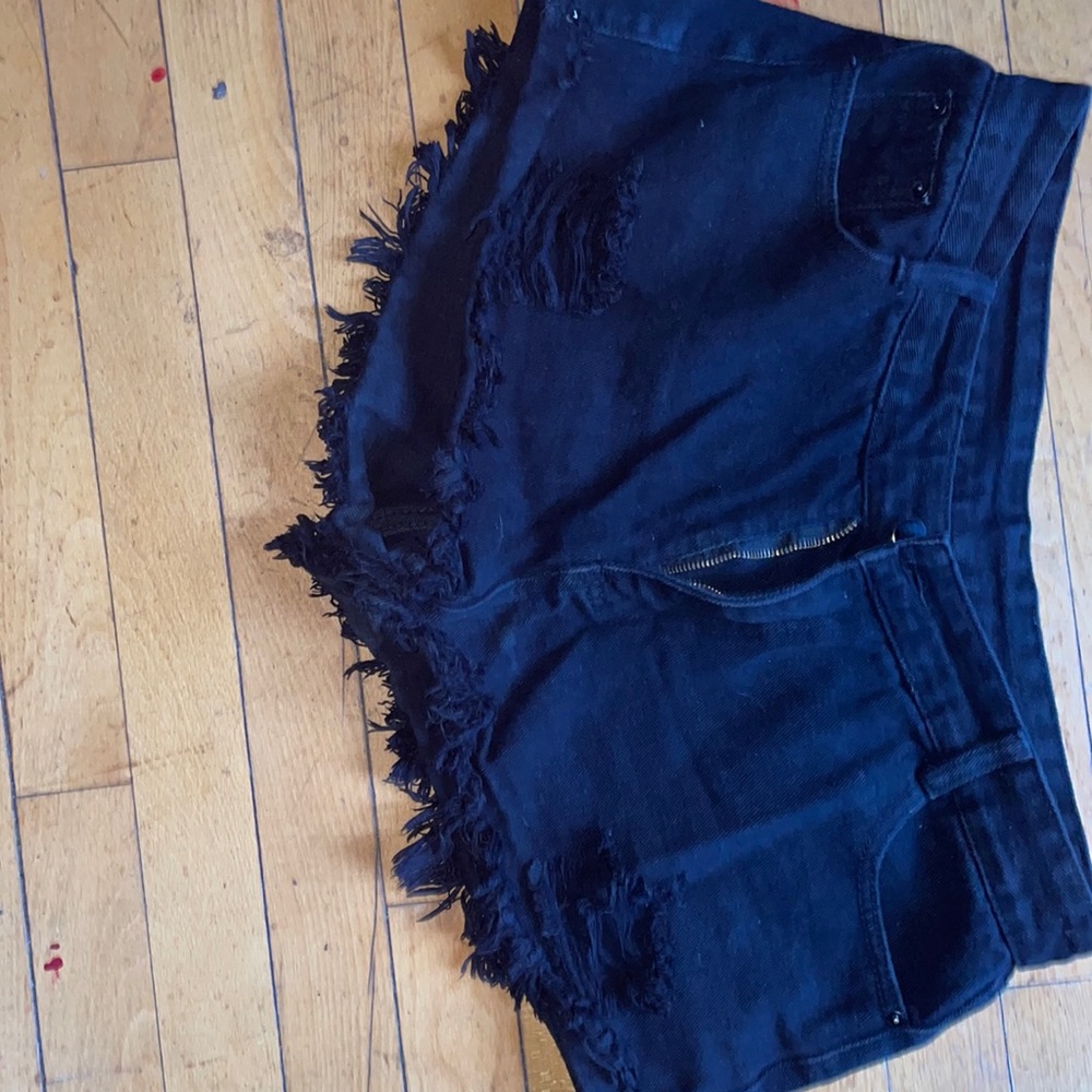 Black jean shorts